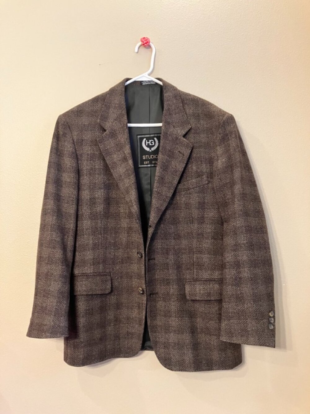 Henry Grethel Men's Brown Gray 59% Wool Textured Blazer Size: 40